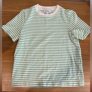 Green and white stripes COS tee XS